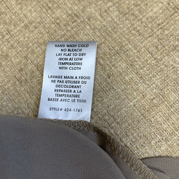 Nanette Lepore ruffle Tan Gold Shimmer Tunic Oversized Blouse sz 10 Cuff sleeve - Picture 7 of 9